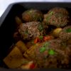 Beef patties with potatoes tray bake - Μπιφτέκια με πατάτες στον φούρνο