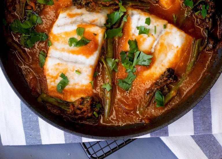 Baked fish in tomato sauce