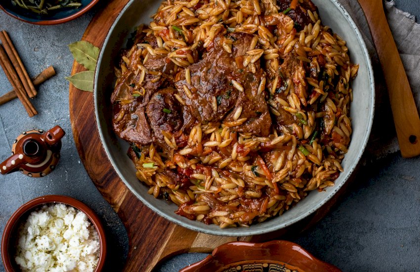 Greek Giouvetsi - Slow cooked beef with risoni