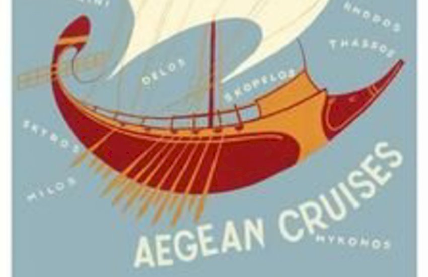 Vintage poster promoting Aegean sea cruises in 1956