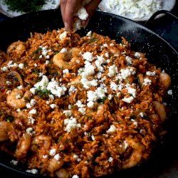 Rice Pilaf with Prawns and ouzo