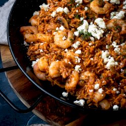 Rice Pilaf with Prawns and ouzo