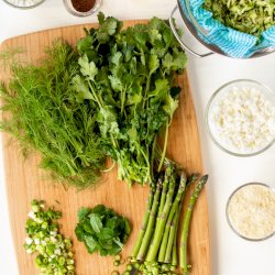 Zucchini and asparagus Fritters with feta