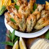Battered Zucchini flowers with Halloumi