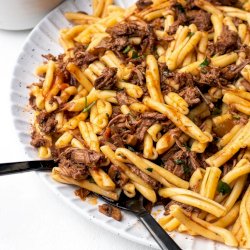 Slow cooked shredded beef sauce