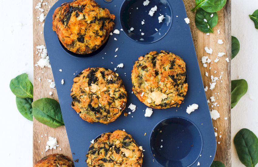 Spinach and cheese egg-free savory muffins